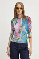 Bluzki damskie - Desigual longsleeve AIRPLANE-LACROIX kolor niebieski 24WWTK87 - miniaturka - grafika 1