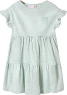 Sukienki i spódniczki dla dziewczynek - vidaXL Sukienka dziecięca z falbankowymi rękawkami, miętowa, 140 - miniaturka - grafika 1