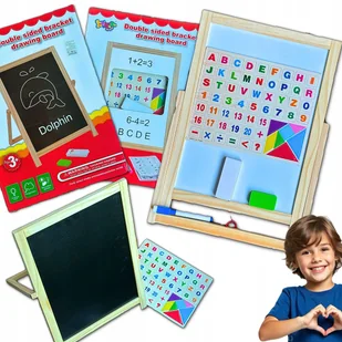 Tablica Edukacyjna 2w1 – Zabawa i Nauka na Drewnianej Tablicy Dziecka - Tablice dla dzieci - miniaturka - grafika 1