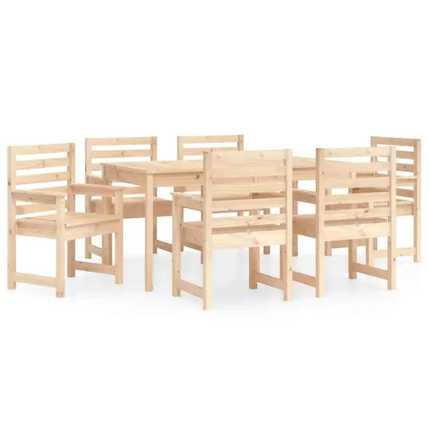 Drewniany zestaw mebli ogrodowych sosnowych 7-elementowy, surowe 159,5x82,5