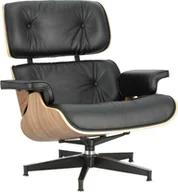 Fotele - Elior Skórzany fotel czarny - orzech - Mahis 2X - miniaturka - grafika 1