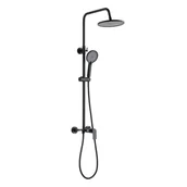 Zestawy prysznicowe - Kolumna prysznicowa z baterią Deja czarna Invena - miniaturka - grafika 1