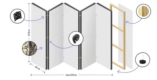 Parawan 5-częściowy - Pajęczyna (brązowy) II [Room Dividers] (rozmiar 225x172) - Parawany - miniaturka - grafika 6