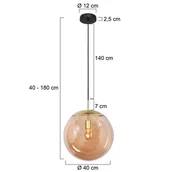Lampy sufitowe - Steinhauer Lampa wisząca szklana Bollique, możliwość ściemniania, kremowy / amber, salon / jadalnia, metal - miniaturka - grafika 1