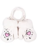 Rękawiczki - Rękawiczki dziewczęce jednopalczaste ze sznurkiem białe 14 cm YOCLUB - miniaturka - grafika 1