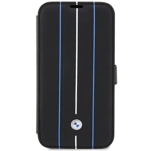 Etui BMW BMBKP14L22RVSK iPhone 14 Pro 6,1" czarny/black bookcase Leather Stamp Blue Lines - Etui i futerały do telefonów - miniaturka - grafika 2
