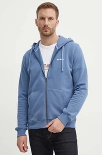 Pepe Jeans bluza bawełniana SAGAN męska kolor niebieski z kapturem z nadrukiem PM582694 - Bluzy męskie - miniaturka - grafika 1