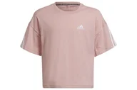 Koszulki dla dziewczynek - Koszulka dziewczęca Adidas Fi 3S Tee bawełniana różowa-104 - miniaturka - grafika 1
