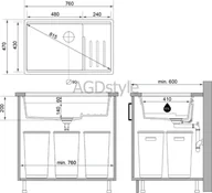 Zlewozmywaki - BRANDE SWIFT STEP 760-80-U BEIGE (beżowy) | podwieszany - miniaturka - grafika 1