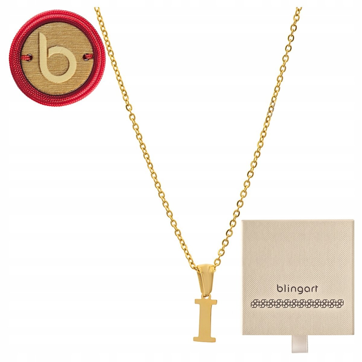 Naszyjnik DAMSKI celebrytka pozłacana LITERKA I alfabet stal 316l BLINGART