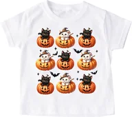 Koszulki dla dziewczynek - koszulka na dzień dyni z dyniami i kotkami - miniaturka - grafika 1
