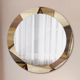 Lustro dekoracyjne okrągłe Geometryczne drewno 3d - Lustra - miniaturka - grafika 1