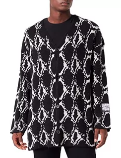 Swetry męskie - Just Cavalli Sweter męski, 900j czarny żakard, 3XL - grafika 1