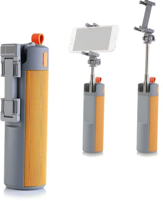 Przenośny głośnik wielofunkcyjny BT z selfie stick Orange one size