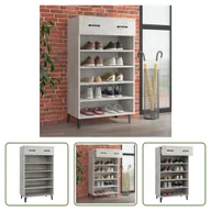 Szafki na buty - The Living Store Szafka na buty betonowa szara 60x35x105 cm materiał drewnopochodny - miniaturka - grafika 1