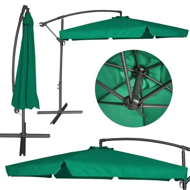 PARASOL OGRODOWY NA WYSIĘGNIKU Rino Garden Levigarde ZIELONY [300cm] ŁAMANY