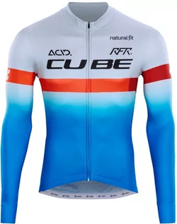 Koszulki rowerowe - Cube Teamline LS Jersey Men, niebieski/biały XL 2022 Koszulki kolarskie - grafika 1
