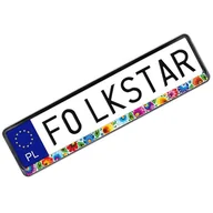 Akcesoria motoryzacyjne - Nakładka Folk na tablicę rejestracyjną - wzory łowickie - biała Folkstar - miniaturka - grafika 1