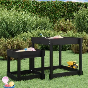 Stoliki piaskownice, 2 szt., czarne, lite drewno sosnowe Lumarko! - Place zabaw - miniaturka - grafika 4