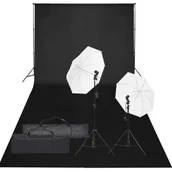 Lampy studyjne - vidaXL Fotograficzny zestaw studyjny z lampami i tłem - miniaturka - grafika 1