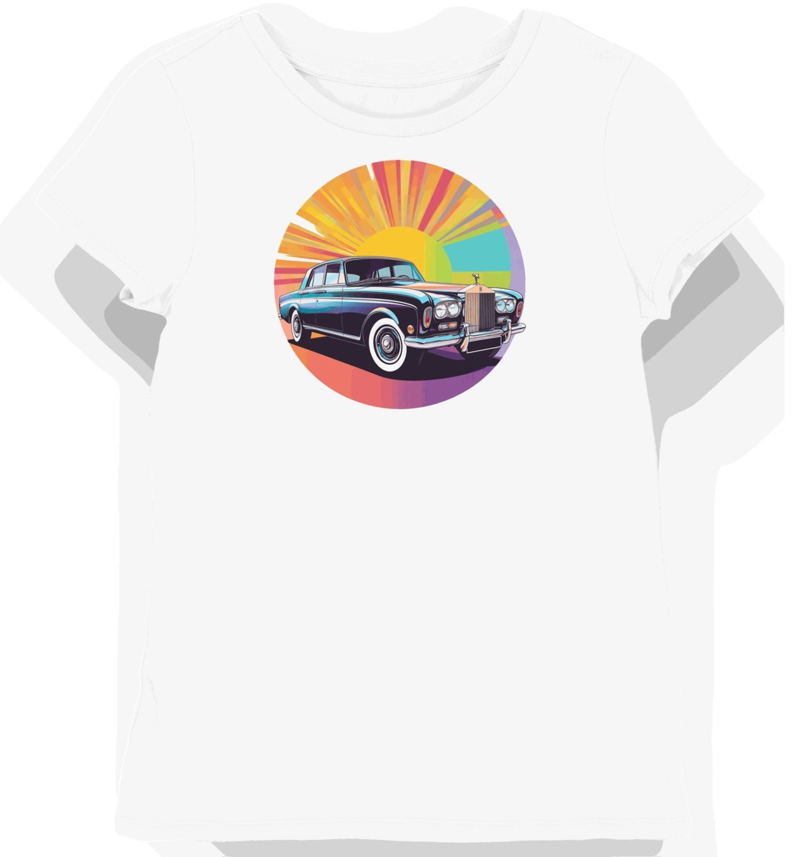 Koszulka damska biała z klasycznym samochodem retro XL