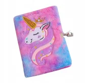 Szkolne artykuły papiernicze - Zeszyt pluszowy szkolny notatnik zamykany na kłódkę w linię A5 (C045) - miniaturka - grafika 1