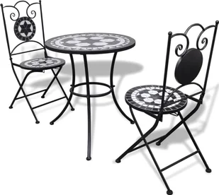 Elior Czarno-biały 3-częściowy zestaw mebli z mozaiką Flurry - Meble ogrodowe - miniaturka - grafika 1