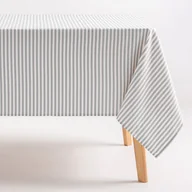 Obrusy i serwetki - Obrus plamoodporny bawełniany, miękki w dotyku, w paski jasnoszary 160x100 cm - miniaturka - grafika 1
