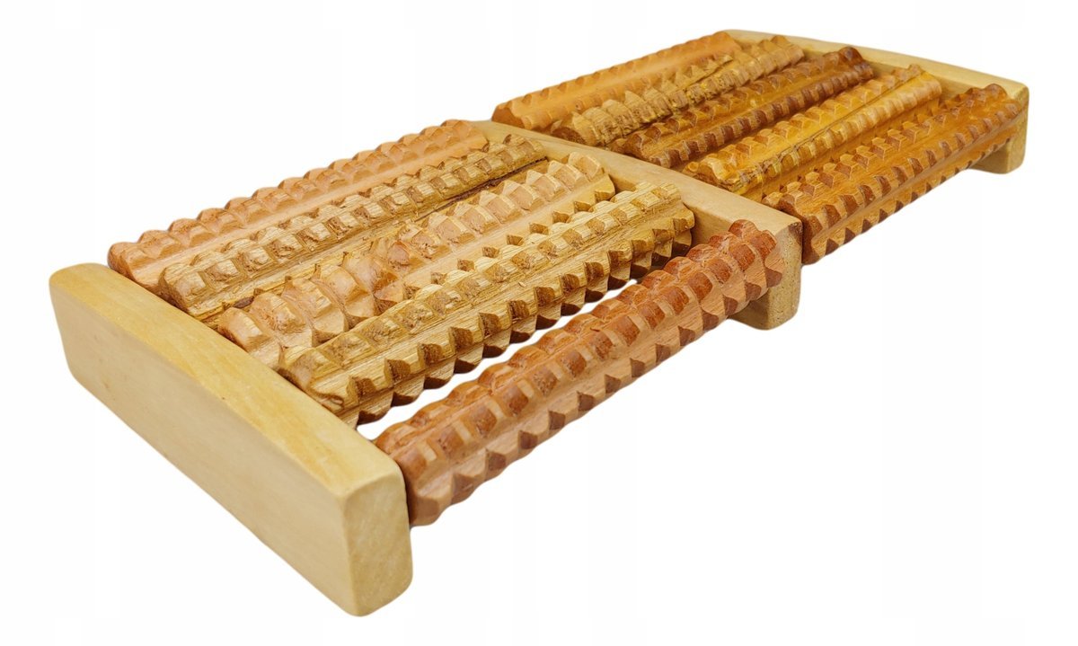MASAŻER STÓP DREWNIANY MASAŻ ROLLER DO MASAŻU WAŁEK DWURZĘDOWY AKUPRESURA