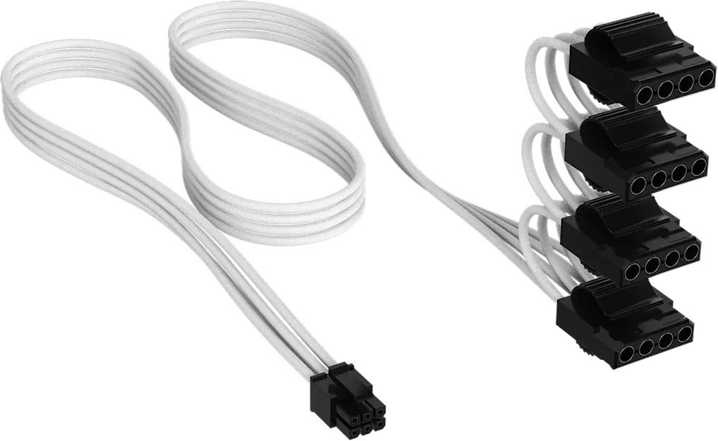 Corsair Premium Sleeved 4x 4-Pin-Molex-Kabel do zasilacza Typ-5 biały CP-8920457