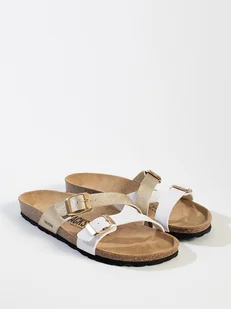 BACKSUN Klapki "Talca" w kolorze złoto-białym - Klapki i japonki damskie - miniaturka - grafika 1