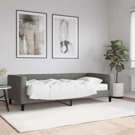 Sofy i kanapy - vidaXL Sofa z materacem, ciemnoszara, 90x190 cm, tkanina - miniaturka - grafika 1