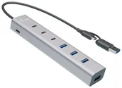 Adaptery i przejściówki - i-tec USB-C/USB-A Charging Metal HUB 7x Portów 3x USB-C 4x USB-A Fast Charge BC 1.2 kabel 30cm CAHUBMETAL7 - miniaturka - grafika 1