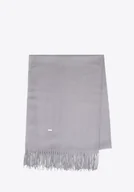 Apaszki i szaliki męskie - Szalik damski z frędzlami jednolity szary - miniaturka - grafika 1