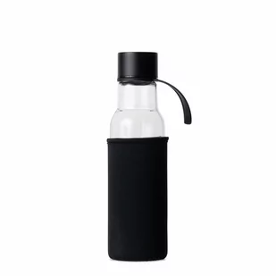 Butelka na wodę, czarny pokrowiec, 0,6 l, śred. 7 x 26 cm, szkło borokrzemowe/neopren kod: SF-5018204 - Inne naczynia kuchenne - miniaturka - grafika 1