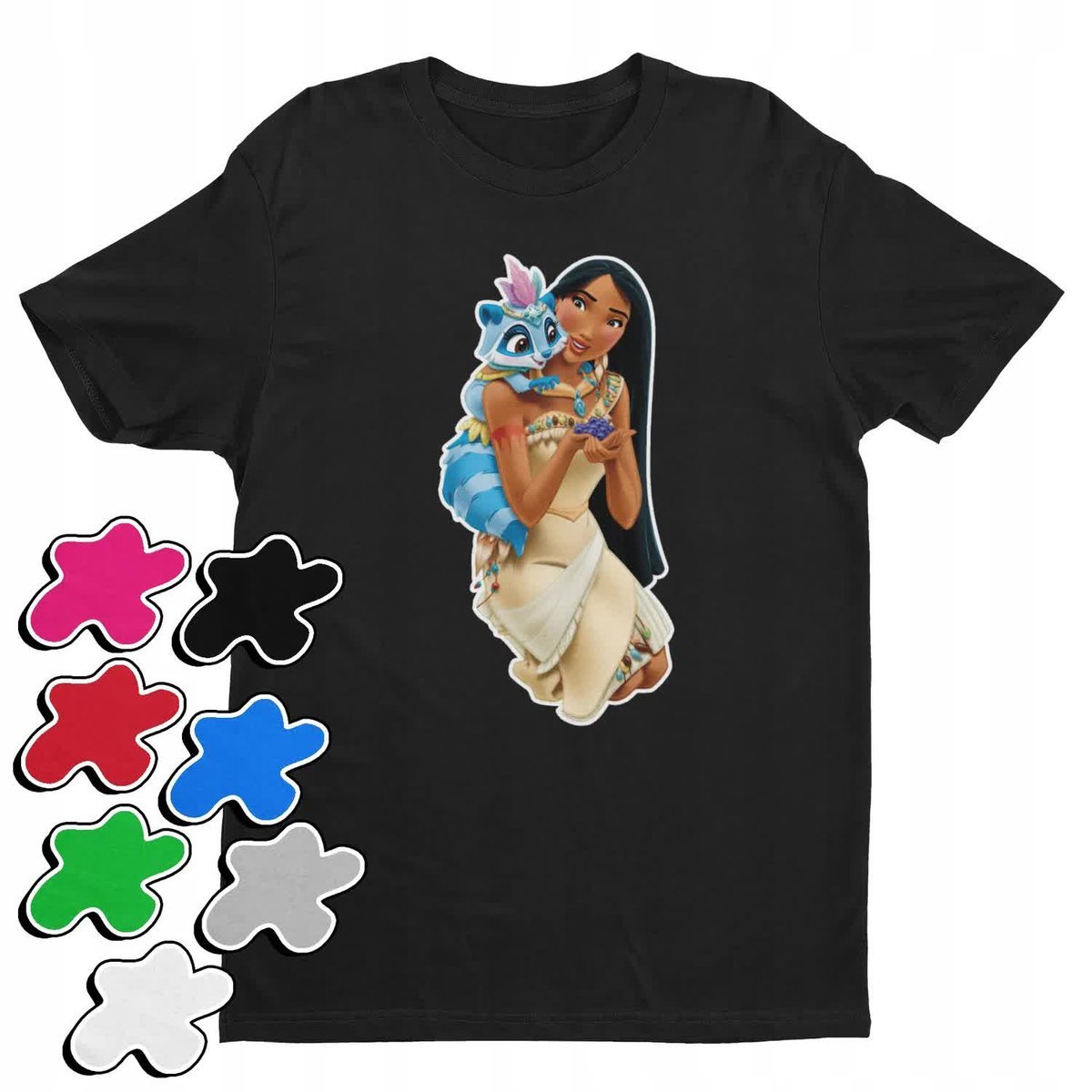 Koszulka T-Shirt Dziecięca Z Nadrukiem Księżniczki Pocahontas -L 146-152