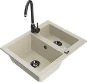 Zlewozmywaki z baterią - Mexen Carlos zlewozmywak granitowy 1,5-komorowy z baterią kuchenną Telma, beżowy - 6518-69-670200-70 - miniaturka - grafika 1