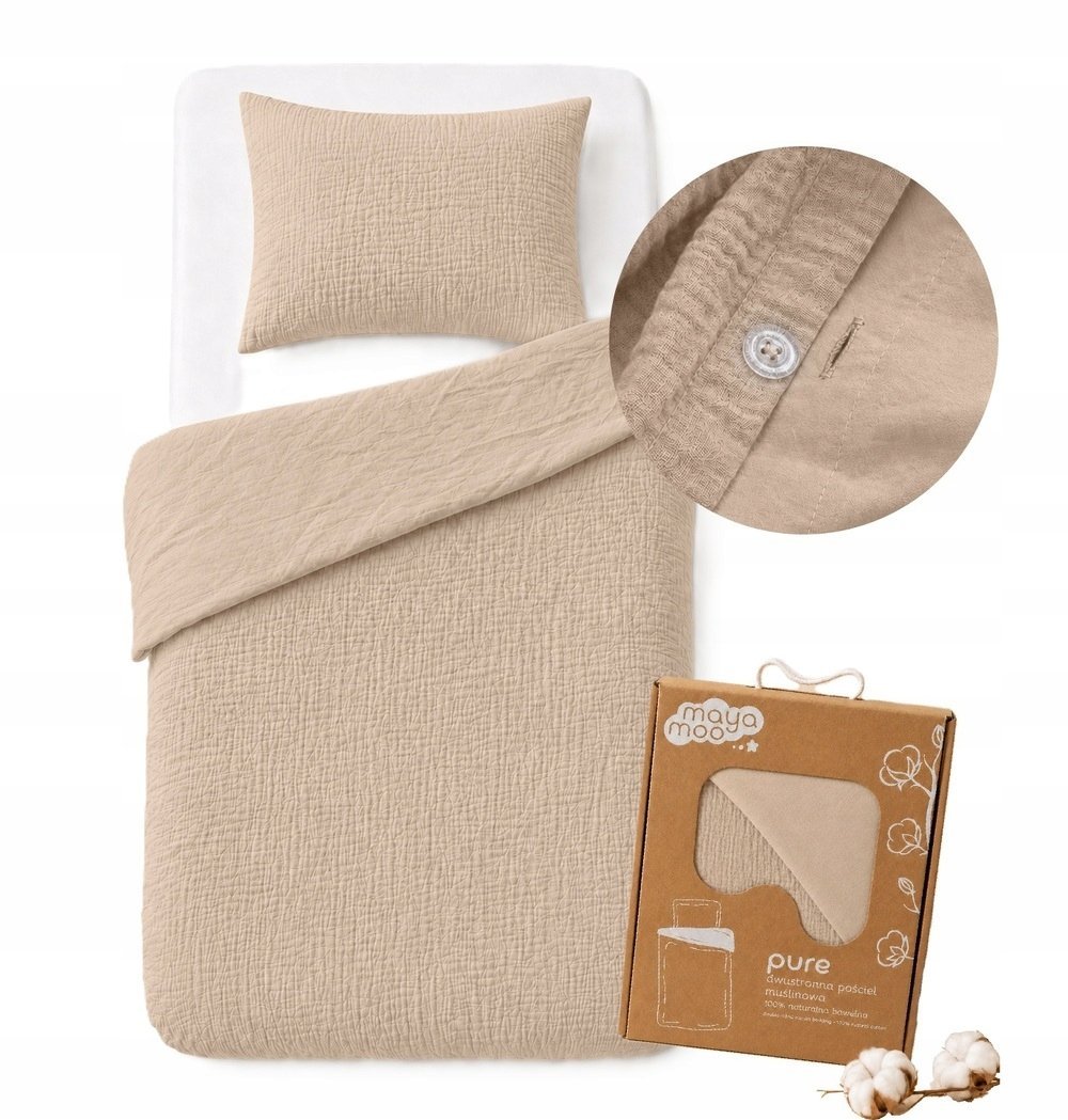 Pościel muślinowa 100x130 dziecięca - dwuwarstwowy muślin 140g/m2 + bawełna