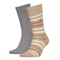 Skarpetki męskie - Tommy Hilfiger Męskie skarpety TH Men Duo Stripe 2P CLSSC, beżowe, 39/42, beżowy, 39-42 EU - miniaturka - grafika 1