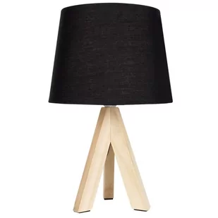 Lampa stołowa z kloszem abażurem lampka nocna czarna drewniana 30x14cm kod: O-569315 - Lampy stojące - miniaturka - grafika 1