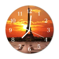 Naklejki na drzwi i meble - Zegar szklany okrągły Wieża Eiffla - miniaturka - grafika 1