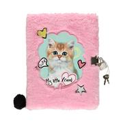 Szkolne artykuły papiernicze - Pamiętnik z kłódką A5/96 włochacz MLF Pink Cat - miniaturka - grafika 1