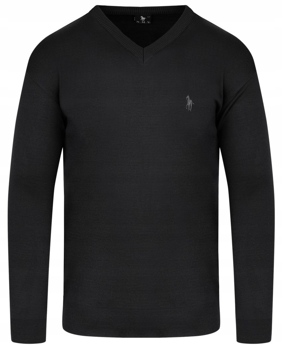 SWETER MĘSKI V SEREK - WEŁNA - KNK - CZARNY - XL