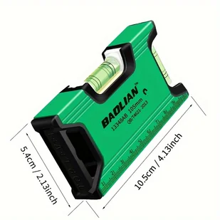 TEMU Kieszonkowy poziomica magnetyczna o wysokiej precyzji, metalowa zielona wielofunkcyjna poziomica kieszonkowa, aluminiowa linijka z mocnym - Inne - miniaturka - grafika 1