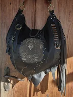 Torebki damskie - Skórzana dzika torba z frędzlami. - miniaturka - grafika 1