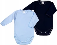 Body dla niemowląt - Body Dłr GŁADKIE 2PAK Granat BŁĘKIT r56 KLEKLE - miniaturka - grafika 1