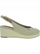 Espadryle damskie - TOMMY HILFIGER BEŻOWE ESPADRYLE NA KOTURNIE ZE SKÓRĄ NATURALNĄ 36 TLA - miniaturka - grafika 1