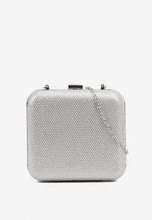 Srebrna Kwadratowa Torebka Kopertówka z Łańcuszkiem Zdobiona Cyrkoniami Realina - Torebki damskie - miniaturka - grafika 1