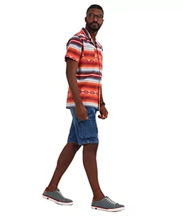 Joe Browns Męska koszula z krótkim rękawem w paski Azteckie z otwartym płaskim kołnierzem, XXL, pomarańczowa, zachód słońca, XXL - Koszule męskie - miniaturka - grafika 1