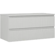 Szafki łazienkowe - Mexen Rivel szafka łazienkowa podumywalkowa 100 cm z blatem, 2 szuflady, ryflowana , szara mat - 91A20-10047-2-BFFC62 - miniaturka - grafika 1